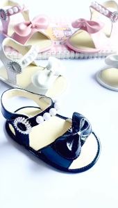 Sandal Bayi Prewalker Anak Perempuan Pita Mutiara Lucu 0/14 Bulan