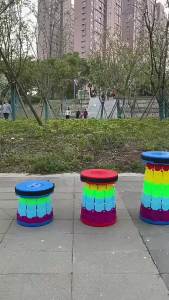 Portable folding camping chair outdoor rainbow folding chair painting creation chair fishing chair rotating folding chair