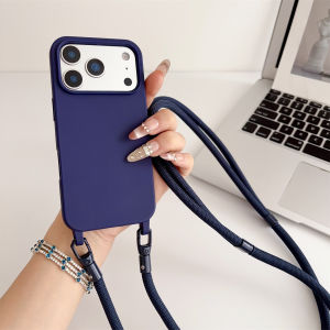 szhaiyu | Crossbody Lanyard Silicone Phone Case for IPhone 17 Air 16 16E 15 14 Plus 11 Pro Max 13 12 Mini Candy Color Soft TPU Back Cover