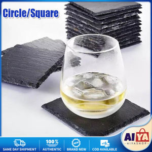 ★Same Day Shipping★ Slate Stone Drink Coasters - Black Natural Edge Stone Drink Coasters for Bar and Home Stone-Coaster
