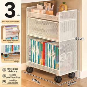 Movable Multi-level Book Storage Shelving Desk Side Shelf