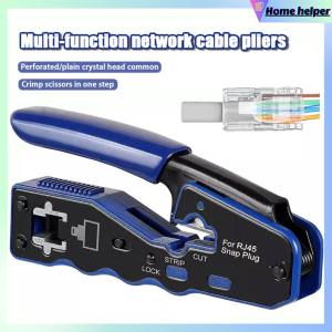 RJ45 RJ11 Pass Through Crimper Tool Crimping Tool for CAT7/CAT6A/CAT6/CAT5 Ethernet Modular Plugs Crimp Tool