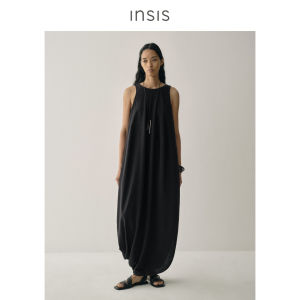 INSIS FEMME | Natural Fiber Tencel Linen Casual Artistic Cocoon Style Sleeveless Dress