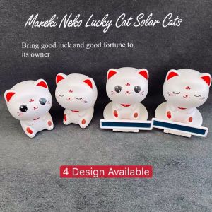 Feng Shui Lucky Cat Maneki Neko Solar Cat Wealth Cat Good Luck for Car Decorations