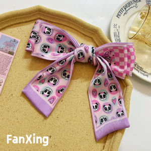 Khăn Choàng Lụa Dài Có Dây Thắt Nơ Hình Gấu Trúc Hoạt Hình Đa Năng Cho Phụ Nữ Mùa Hè Trang Trí Phụ Kiện Thời Trang