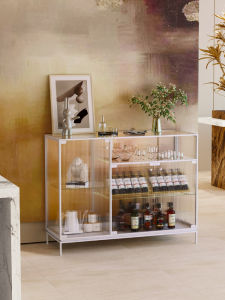 Minimalist Italian Iron Art Hallstand Living Room Partition Glass Door Storage Cabinet Entrance Furniture with No Drawer