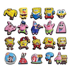 20Pcs Spongebob Shoe Charms Set Cartoon Clog Sandal Accessories DIY Shoe Decoration Wristband Buckle Kids Party X-mas Gifts