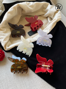 กิ๊บติดผมลายผีเสื้อสีสันสดใสขนาดกลาง 3 ชิ้น ทรงหัวเข็มขัดแบบอ่อนโยน สไตล์ฝรั่งเศส B2U Gold Label Butterfly Illusion Multi-color Gentle Medium Hair Clip