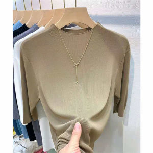 Elegant Unique Semi High Neck T-Shirt