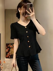 Slim Fit V-Neck Waist-Shaping T-Shirt