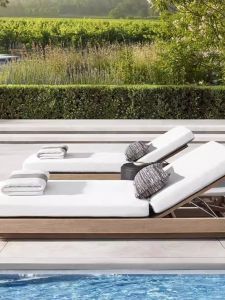 Outdoor Wooden Bed Garden Courtyard Leisure Beach Chair Real Mahogany Material Poolside Villa Terrace Flatbed Lounger