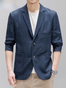 HENGYUANXIANG | Spring Summer Thin Mens Suit Jacket Casual Business Pure Color No Ironing High End Sun Protection Fashion Urban Style Polyester Fiber