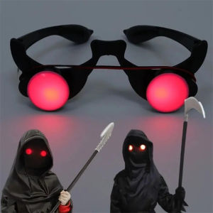 Red Eye Glasses - Glowing Scary Cosplay Props with Light-Up Effects for Halloween Horror Parties & Funny Favors