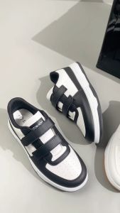 STOKADO Men Shoes Black White Leather Velcro Sneakers For Men Classic Casual Comfortable Non-Slip Breathable Shoes For Everday Wear Classic Height-Increasing Breathable Leather Street Style Comfortable And Versatile T901