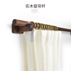 Rơm Gỗ Đơn Lỗ Treo Rèm Cửa Sổ Kiểu Nhật Bản Bằng Gỗ Thực Tế Cho Phòng Ngủ Kiểu Pháp Không Thể Mở Rộng Trục Tròn