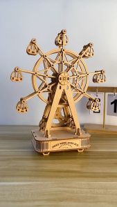 Đồ chơi lắp ghép gỗ 3D Mô hình Hộp nhạc Bánh xe Đu Quay Ferris Wheel H1001 Laser