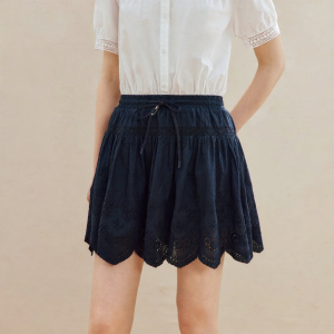 INMAN | Ballet Style Lace and Embroidery Cotton Half Skirt Elastic Waist