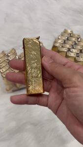 Bật Lửa Khò Tia Xanh T18 - Vỏ Nhôm Bóng Màu Vàng - Có Bơm Ga