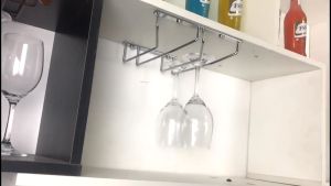 Wine Glasses Holder Bartender Stemware Hanging Rack Under Cabinet Organizer Glass Goblet Iron Bar Tool Bottle Display  3pcs Stand High Foot Utensils Cup Family Wall Mountable Wrought for Kitchen Restaurant Storage Creative