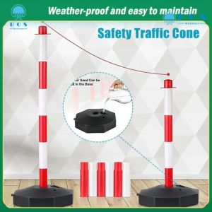 【Local shipment】Traffic Delineator Post 85cm Traffic Safety Barrier Post with Fillable Base Stick Cone Base Black Plastic 85cm Parking Road Barrier No Parking Post for Outdoor and Indoor Safety Cone Pole