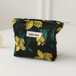 New Small Womens Cosmetic Bag Portable Plant Pattern Small Sanitary Napkin Storage Bag Commuter Coin Key Bag Portable Card Bag