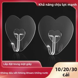 30 Móc Dán Hình Trái Tim Bằng Thép Không Gỉ Dùng Cho Khăn Tắm Quần Áo Móc Chìa Khóa PVC Móc Dán Đa Năng