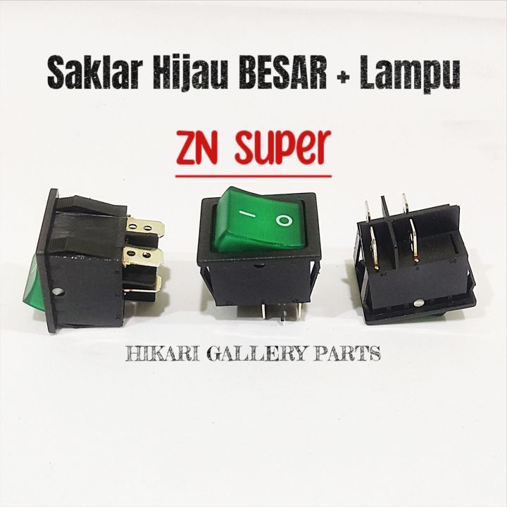 SAKLAR ON OFF Super ZN 4PIN HIJAU + LAMPU / Swicth ON OFF ZN Bagus 4 ...