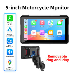Grandnavi | 5 inch Motorcycle GPS Navigation Wireless Carplay Android Auto Magnetic Quick Release Bracket Portable Bluetooth Moto Motorbike