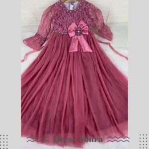 Noura Dress / Gaun pesta muslim anak / baju muslim anak / baju pesta anak / tangan balon / tulle polkadot