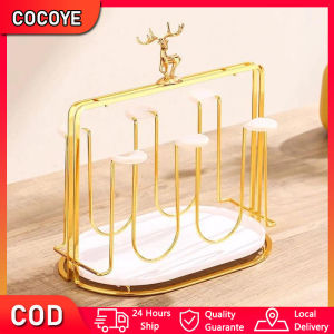 COD Rak Gantung Gelas Gold Rusa Tempat Gelas Cangkir Emas