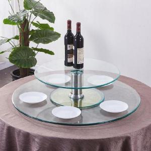 Double-Layer Lazy Susan Tempered Glass Heightened Turntable Two-Layer Wine Rack Hotel Display Table round Table Household Minimalist