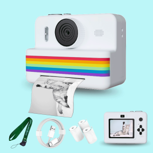 2.8 Inch Instant Print Camera Digital Video Camera With 3 Rolls of Thermal Printing Paper 0 Ink Printing Toy Camera for Kids