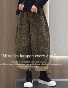 Girls Loose Leopard Print Casual Jeans Spring Autumn New Korean Style Long Pants Childrens Clothing Kids Denim Trousers