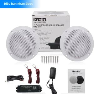 Loa Bluetooth Âm Trần Herdio 4 Inch 160W Chống Nước Cấp Độ Hàng Hải Cho Phòng Tắm Nhà Bếp Nhà Ở Ngoài Trời Xe Cắm Trại - 2 Cái