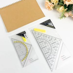 SAMOYED RL-TR Penggaris / Mistar / Busur Derajat Segitiga Pegangan Transparan / Bening / Transparent / Clear Triangle / Triangular Ruler / Protractor with Handle