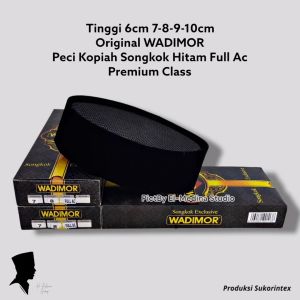 Wadimor Peci Kopeah Hitam Polos Model Full AC Songkok Nasional Tinggi 8cm