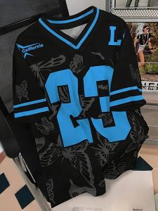 2025 ฤดูร้อนใหม่ผู้ชายเสื้อยืดลําลองสปอร์ตดิจิตอลกีฬาเสื้อคอวี