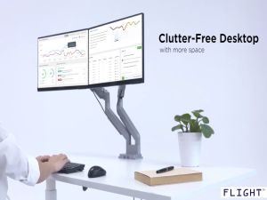 *CLEARANCE* Flight™ Dual Silverfly Series Monitor Arm LCD Arm Monitor Mount Vesa Monitor Stand Come With 1 x Media Port 1 x 3.0 USB Dynamic Spring Mechanism International Vesa Compatible Cable Management Included 360 Degree Monitor Rotation