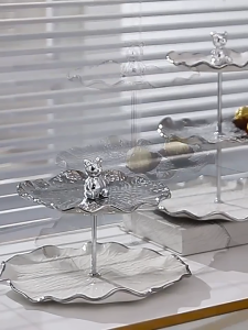 Two layer ceramic cupcake stand fruits plate