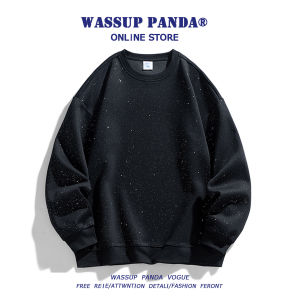 Wassup Panda American Style round Neck Sweatshirt Mens Casual Spring Autumn High Street Couples Leisure T-shirt Top