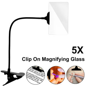 5X Clip On Magnifying Glass for Reading 360° Adjustable Magnifying Glass Large Page Hands Free Magnifier for Painting Embroidery