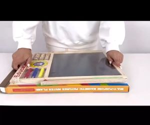 Wooden Educational Toys For Kids Double Sided Wooden Board with Clock Magnet Number Letters Words Learning Writing Board S13226