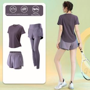 BAISILING | Moisture Wicking Breathable Large Size Womens Sports Set Short Sleeve