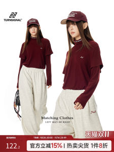 TurnSignal Trendy Long Sleeve T-Shirt Womens Casual Base Layer Shirt Half High Collar Autumn Winter New Style Streetwear