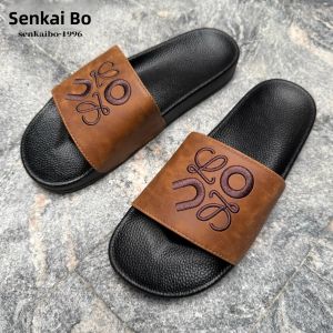 Mens Summer Casual Slip-On Slippers Faux Suede Surface Anti-Slip Breathable Flat Heel PVC Outsole Comfortable Daily Wear