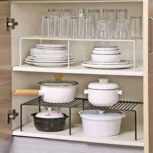 Retractable Kitchen Shelf Grey Storage Shelf Extendable Cabinet Shelf Extendable Telescopic Shelf Dish Rack for Kitchen Cupboard