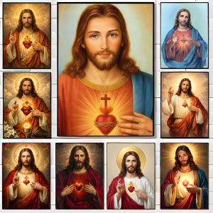 5D DIY Full Drill Diamond Painting Kit Sacred Heart Of Jesus Religious Scene For Home Wall Art Decorative Mural Gift Unframed