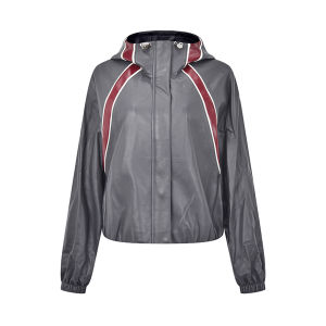 Rare | Áo Khoác Ngắn Có Mũ Zip Da Cừu Màu Đối Lập