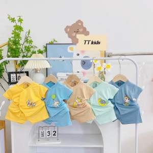 Combo 5 bộ quần áo cộc tay thun lạnh petit mềm mịn mát cho bé trai và gái sơ sinh