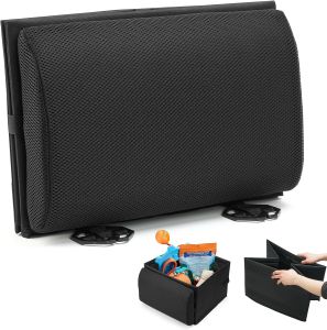 Car storage items with foldable design combining storage and lumbar support functions.Car-2 in 1 Back Pillows with Storage Box Back Support